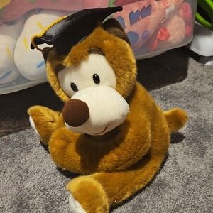 Brown Plush Dog with Graduation Cap